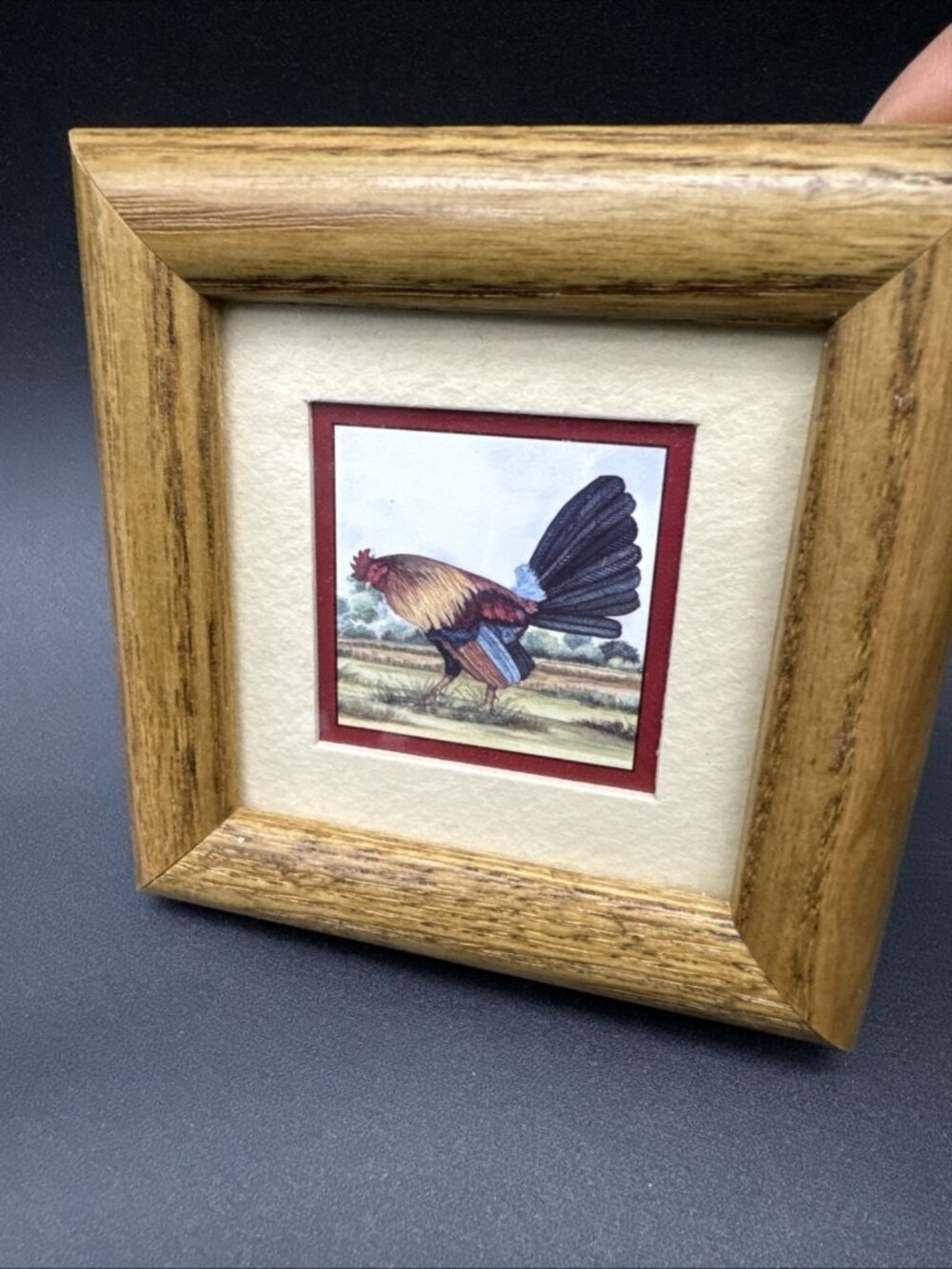 Vintage 90’s Farmhouse Mini Rooster Art Print Framed 4x4 Gallery